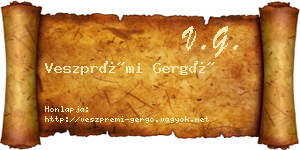 Veszprémi Gergő névjegykártya